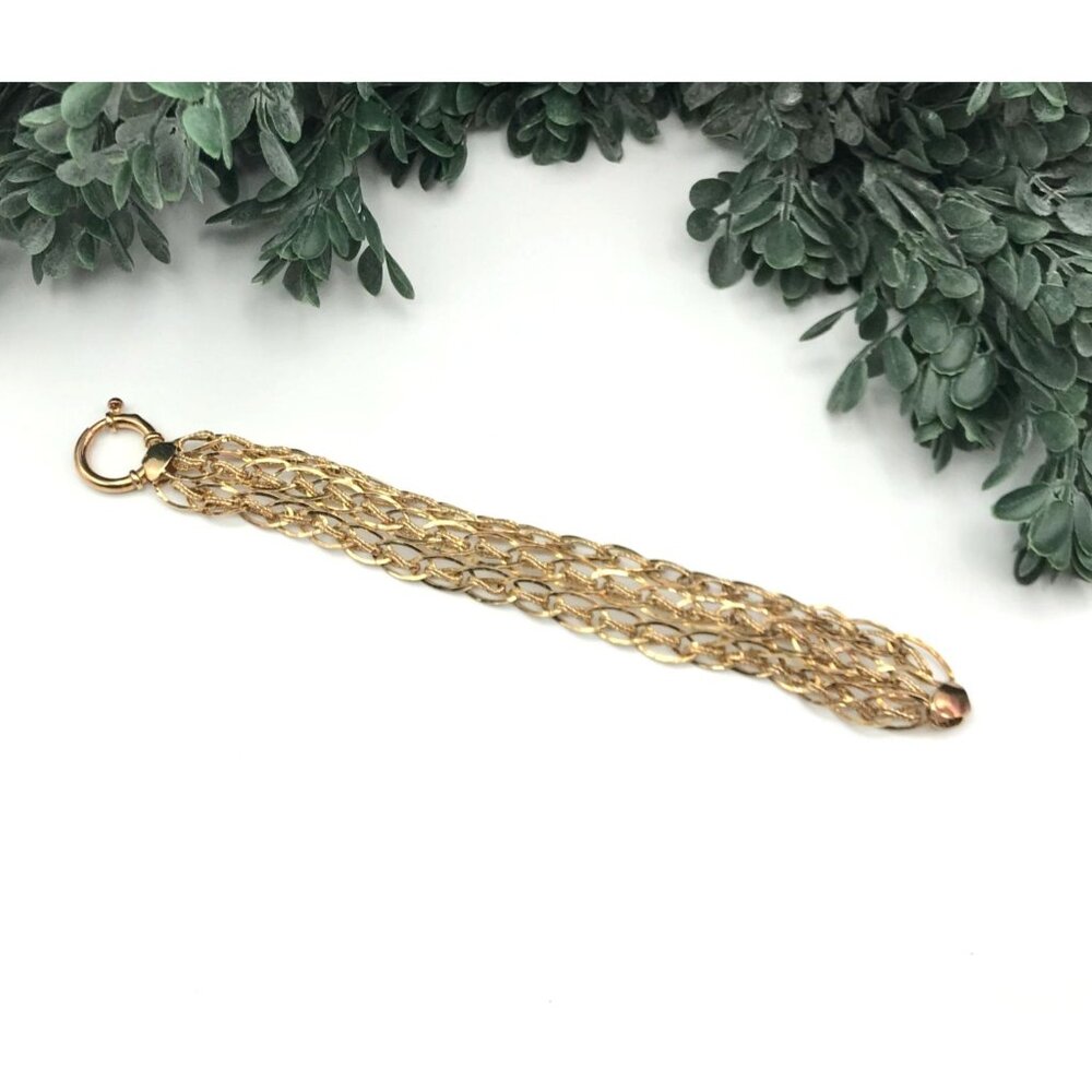 Vintage gold tone bracelet, stamped 925, link chain, 7" length